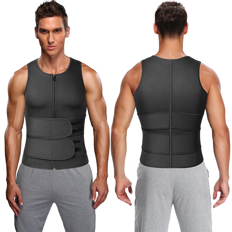 Gilet de Sauna Homme à Double Ceinture