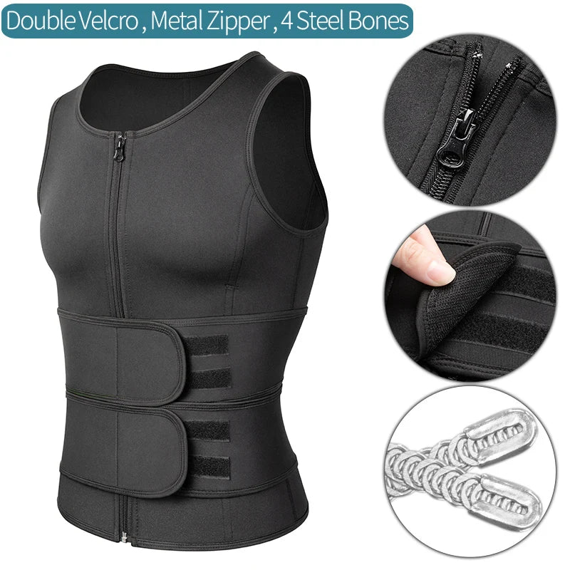 Gilet de Sauna Homme à Double Ceinture