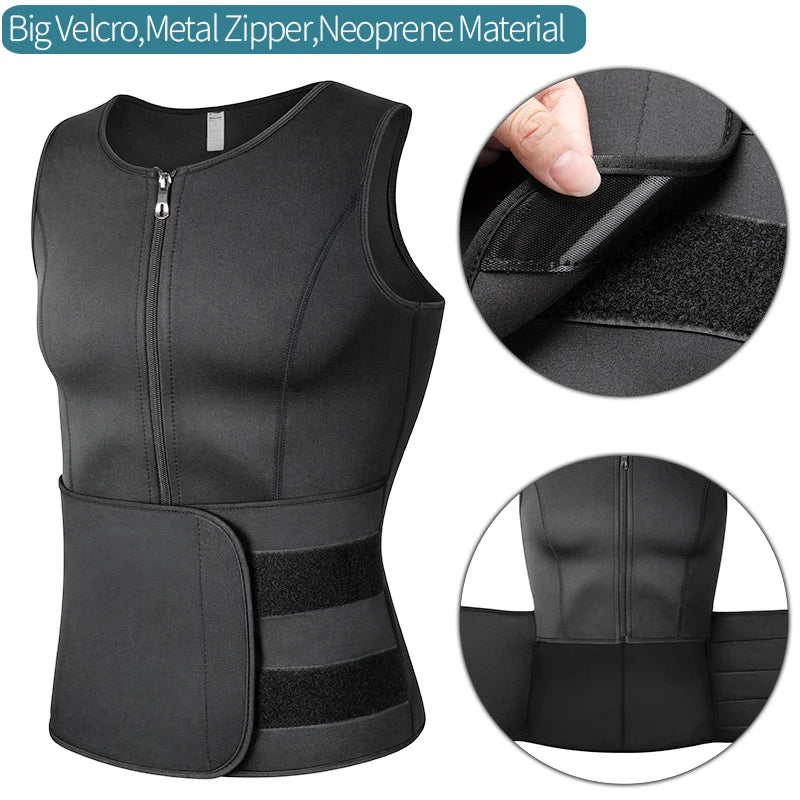 Gilet de Sauna Homme à Double Ceinture