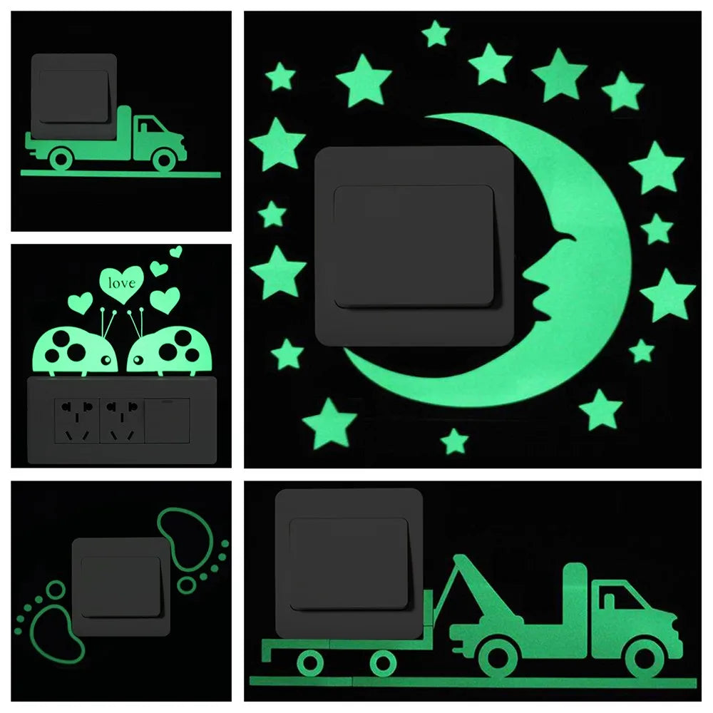 Sticker Interrupteur Phosphorescent Chat & Lune