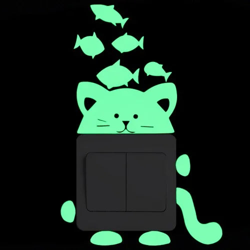 Sticker Interrupteur Phosphorescent Chat & Lune