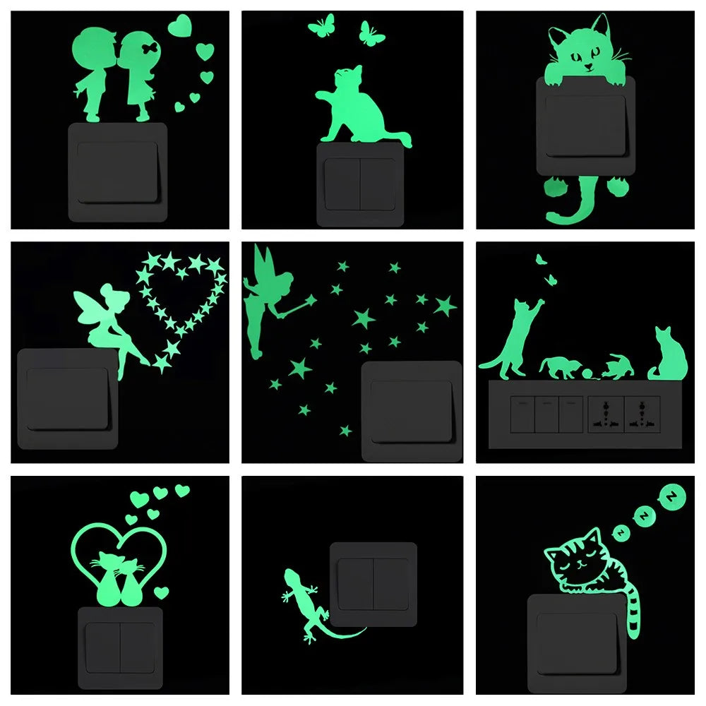 Sticker Interrupteur Phosphorescent Chat & Lune