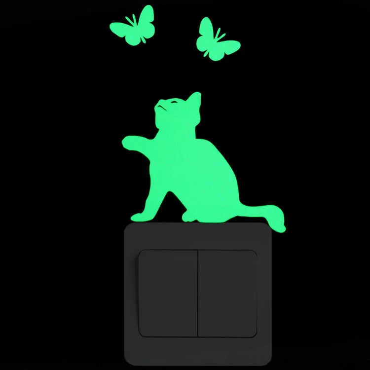Sticker Interrupteur Phosphorescent Chat & Lune