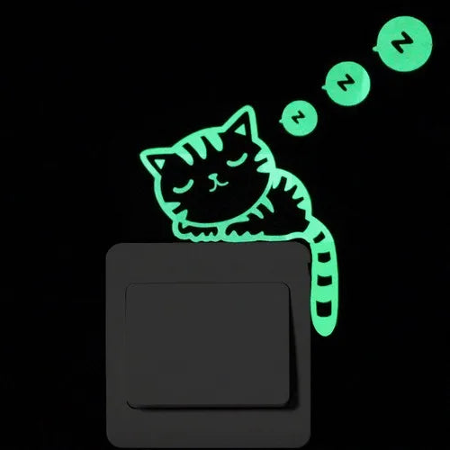 Sticker Interrupteur Phosphorescent Chat & Lune