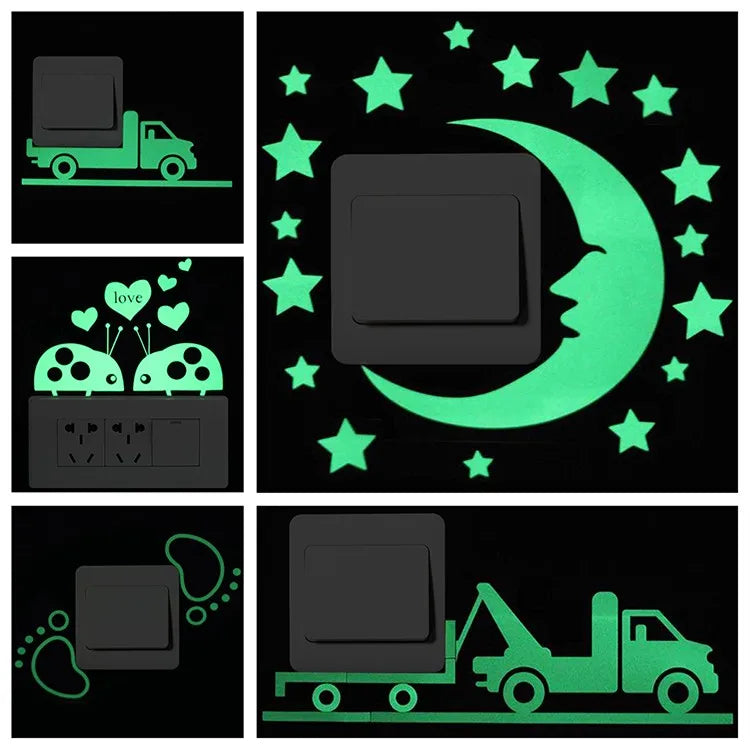 Sticker Interrupteur Phosphorescent Chat & Lune