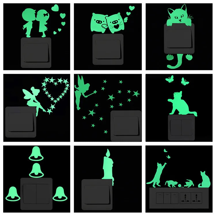 Sticker Interrupteur Phosphorescent Chat & Lune
