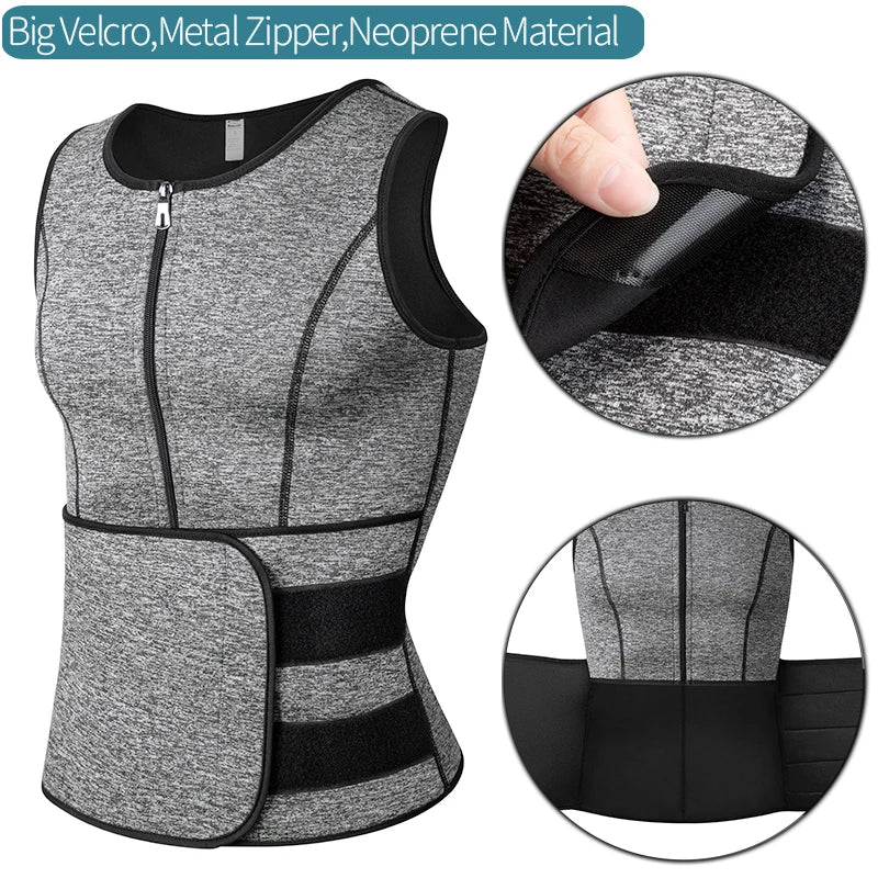 Gilet de Sauna Homme à Double Ceinture