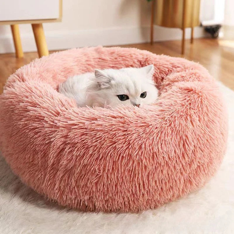 Lit Nid Rond Rayé pour Chien et Chat