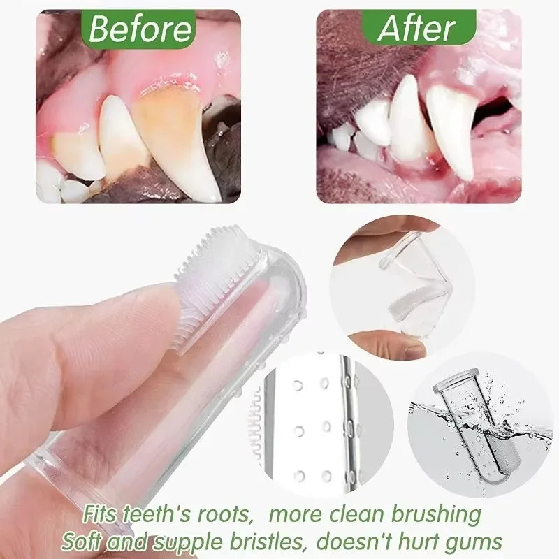 Brosse à Dents en Silicone Souple pour Chien et Chat