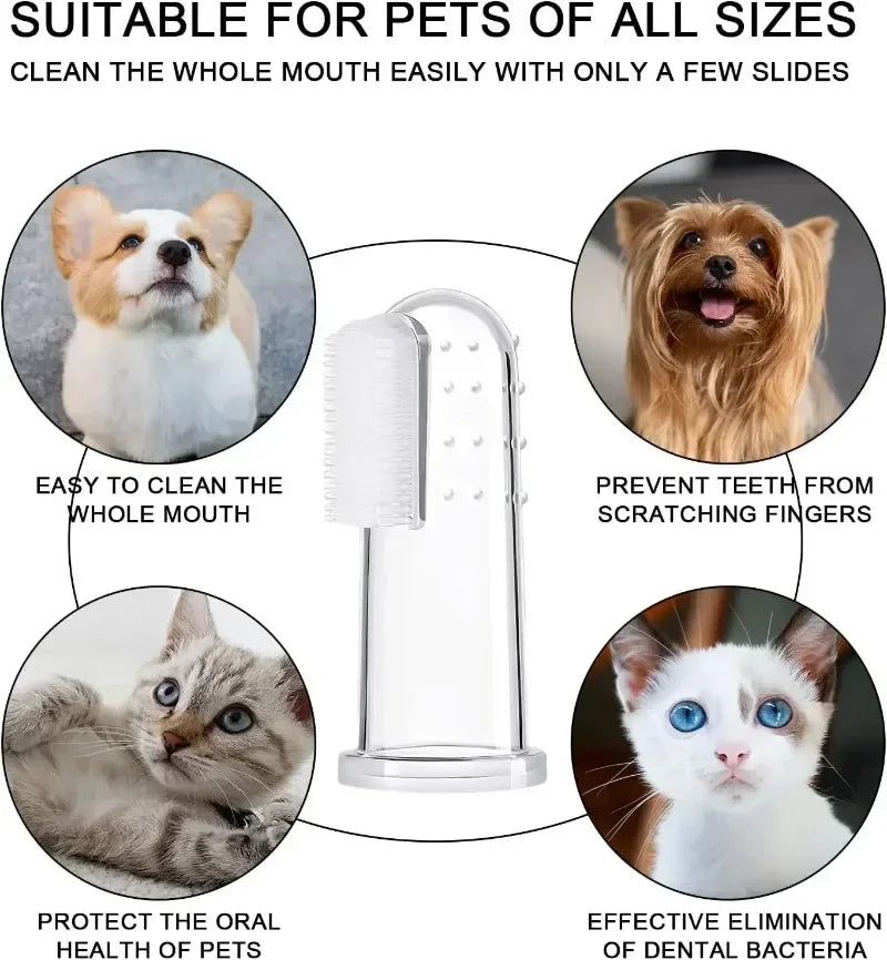 Brosse à Dents en Silicone Souple pour Chien et Chat