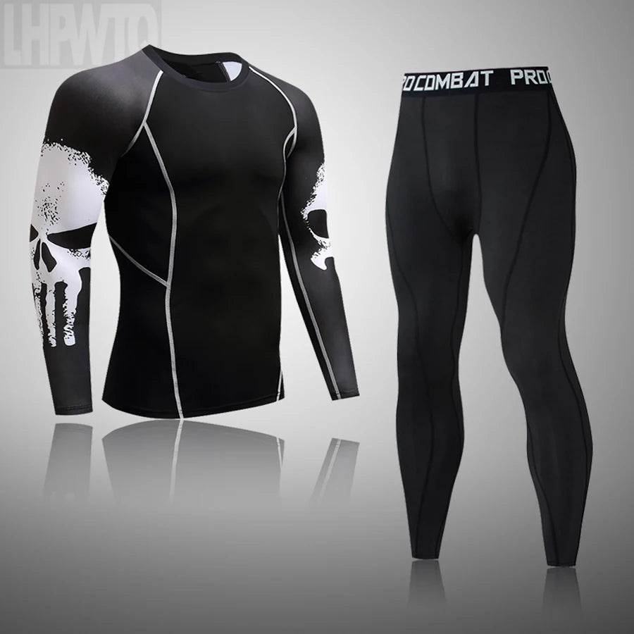 Ensemble de Compression Thermique "Skull" Homme