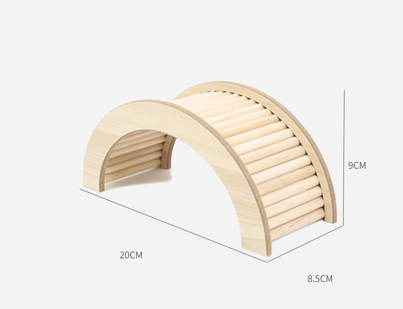 Pont et Échelle d'Escalade en Bois Naturel pour Rongeurs