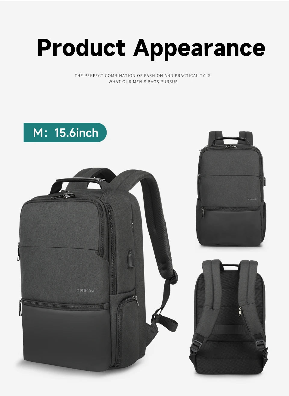 Sac à Dos Tigernu Haute Sécurité – PC 15.6 à 19 Pouces
