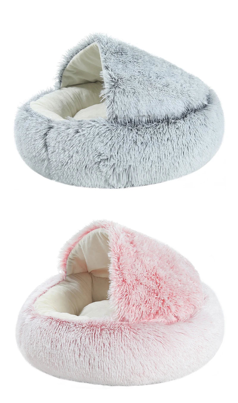 Matelas Rond en Peluche avec Couverture Intégrée
