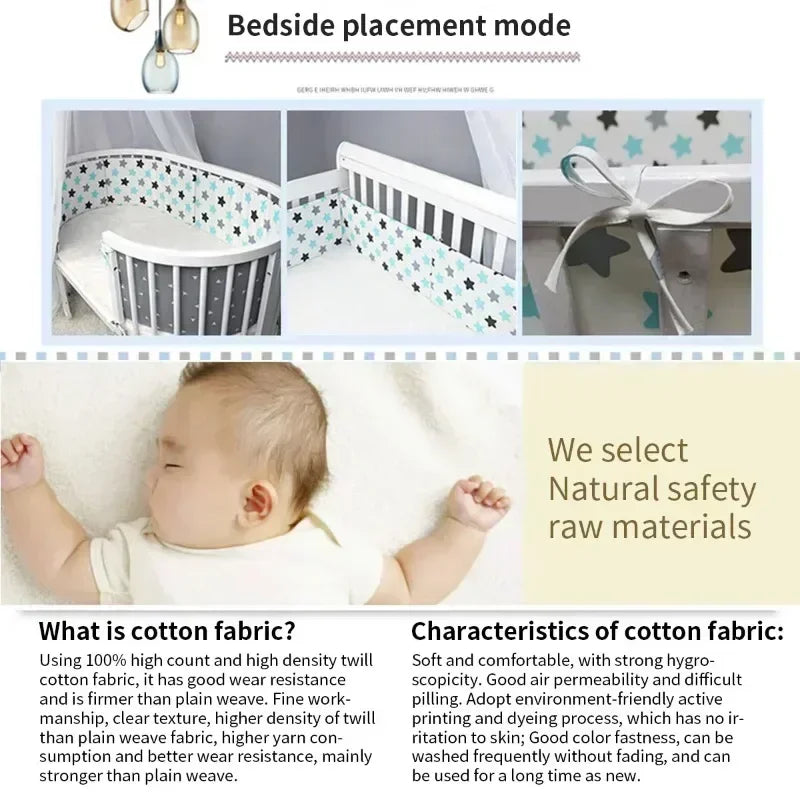 Tour de Lit Bébé Nordique 200x30 cm – Protection & Confort