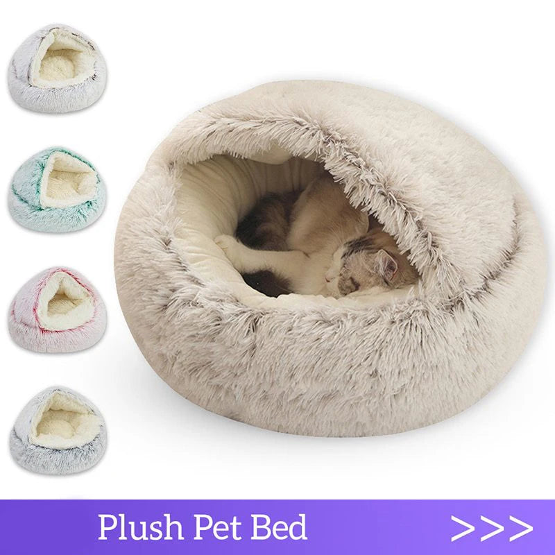 Matelas Rond en Peluche avec Couverture Intégrée