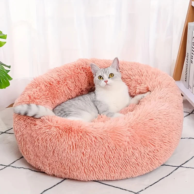 Lit Nid Rond Rayé pour Chien et Chat