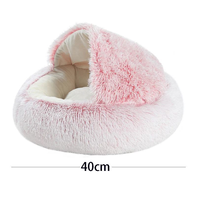 Matelas Rond en Peluche avec Couverture Intégrée
