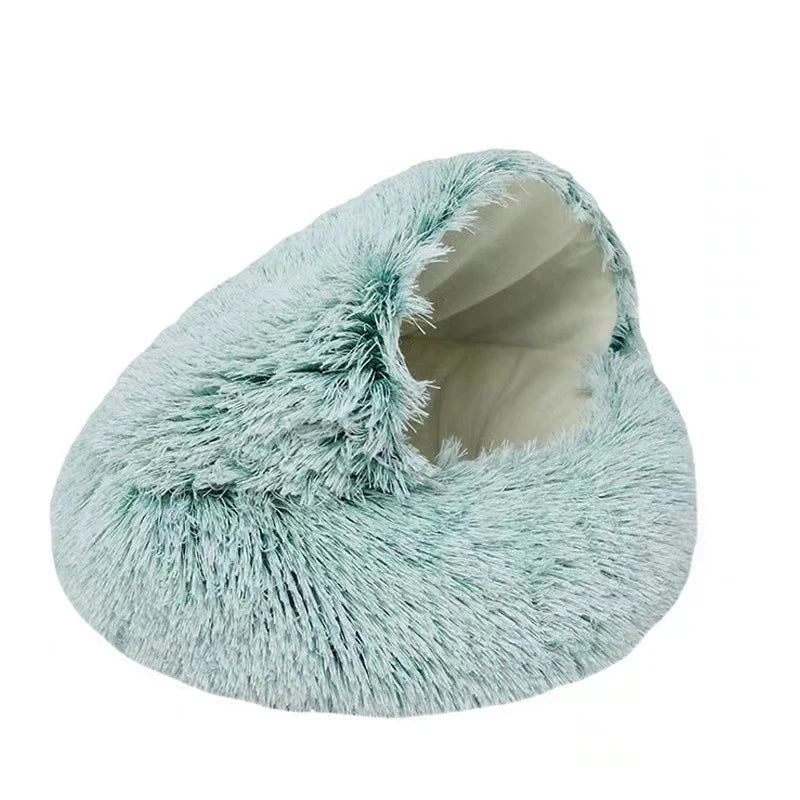 Matelas Rond en Peluche avec Couverture Intégrée
