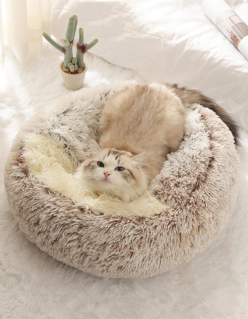 Matelas Rond en Peluche avec Couverture Intégrée