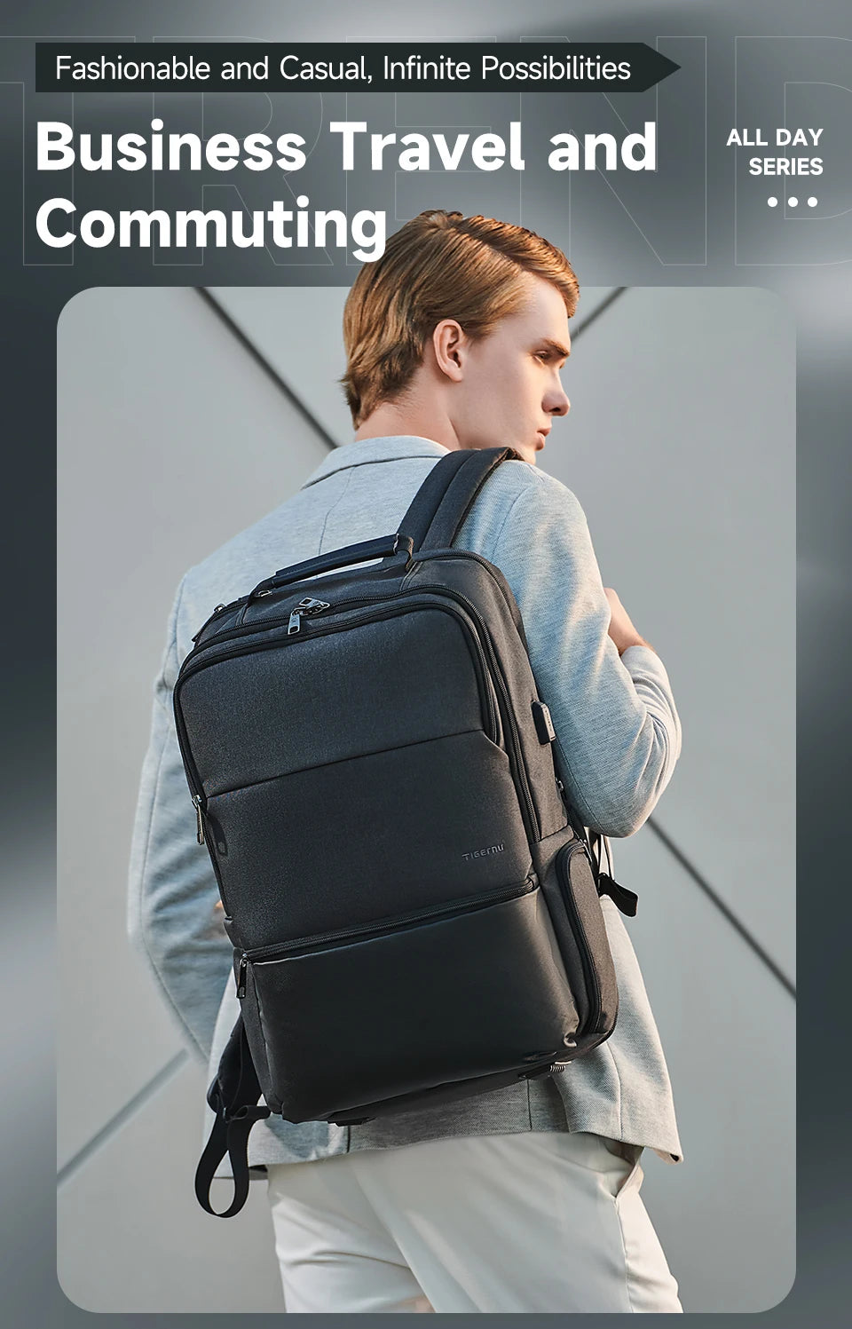 Sac à Dos Tigernu Haute Sécurité – PC 15.6 à 19 Pouces
