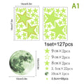 Set de 127 Autocollants Muraux Lumineux Étoiles et Lune