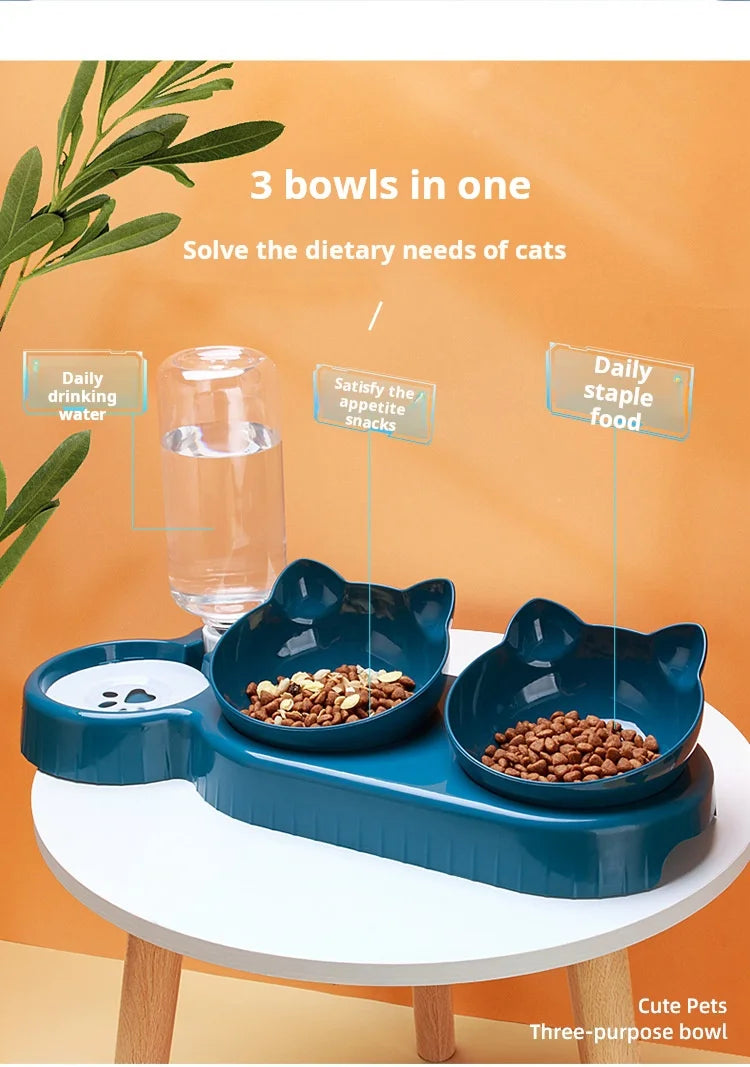 Station de Repas 3-en-1 pour Animaux