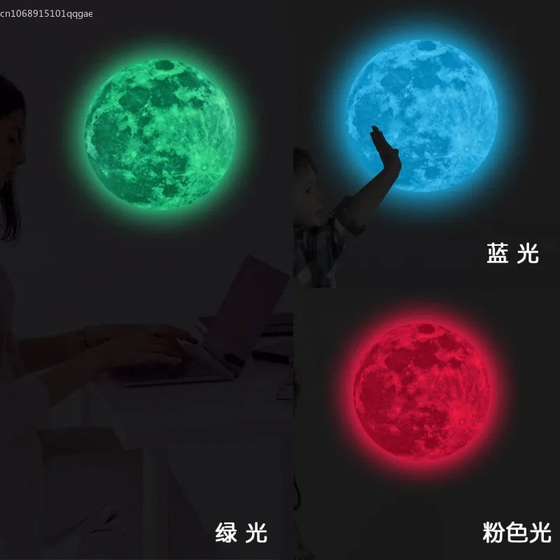 Autocollant Mural Lune Lumineuse 3D