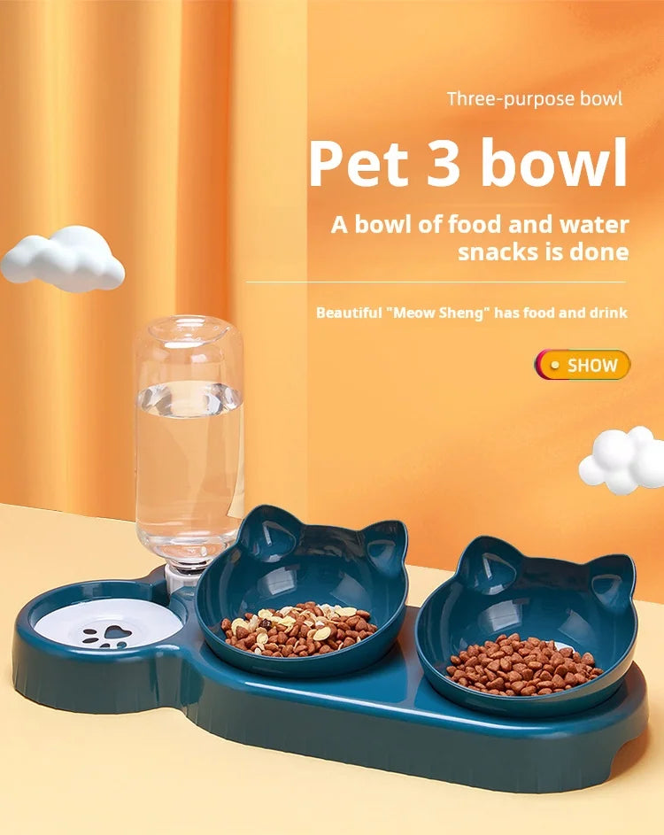 Station de Repas 3-en-1 pour Animaux