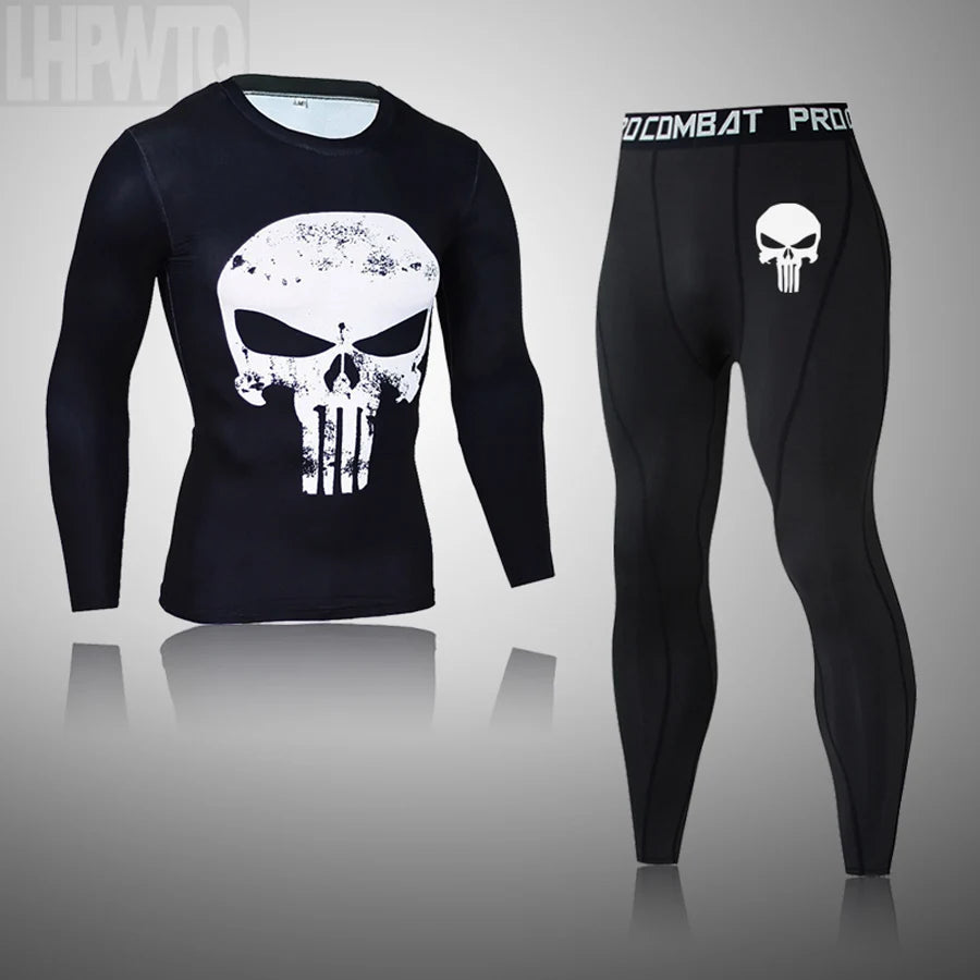 Ensemble de Compression Thermique "Skull" Homme