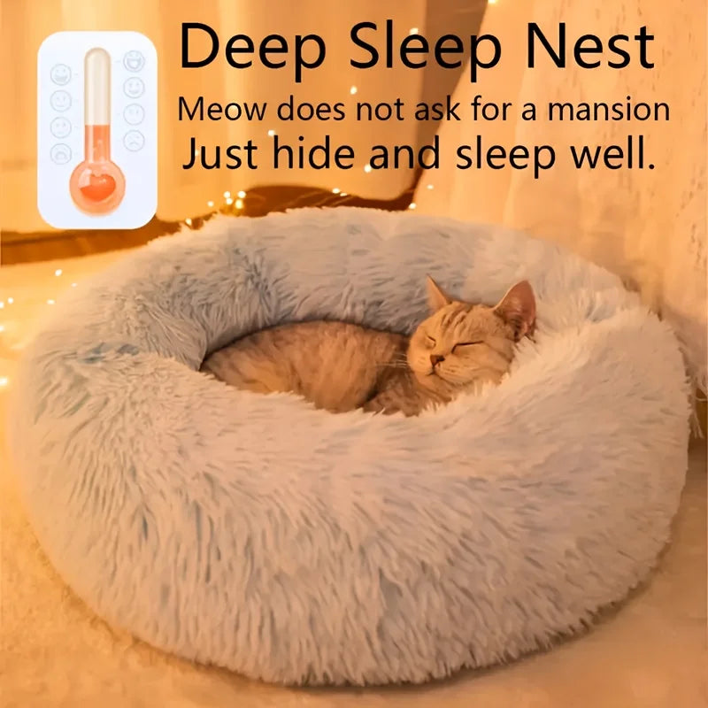 Lit Nid Rond Rayé pour Chien et Chat