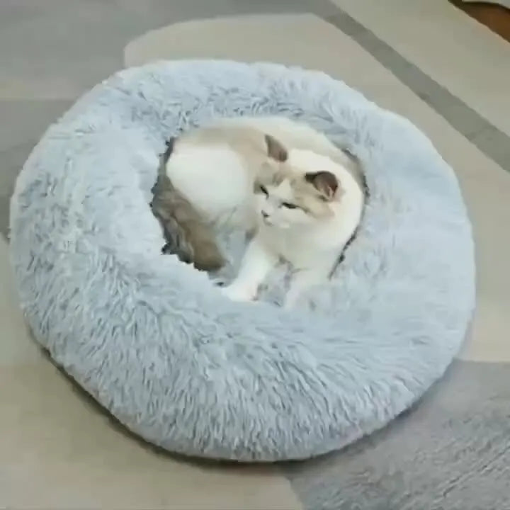 Lit Nid Rond Rayé pour Chien et Chat