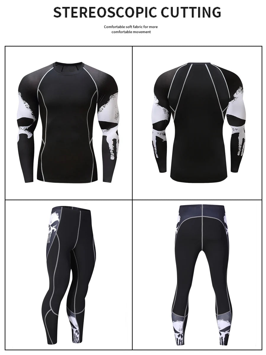 Ensemble de Compression Thermique "Skull" Homme