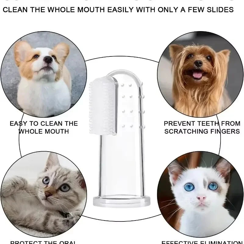 Brosse à Dents en Silicone Souple pour Chien et Chat