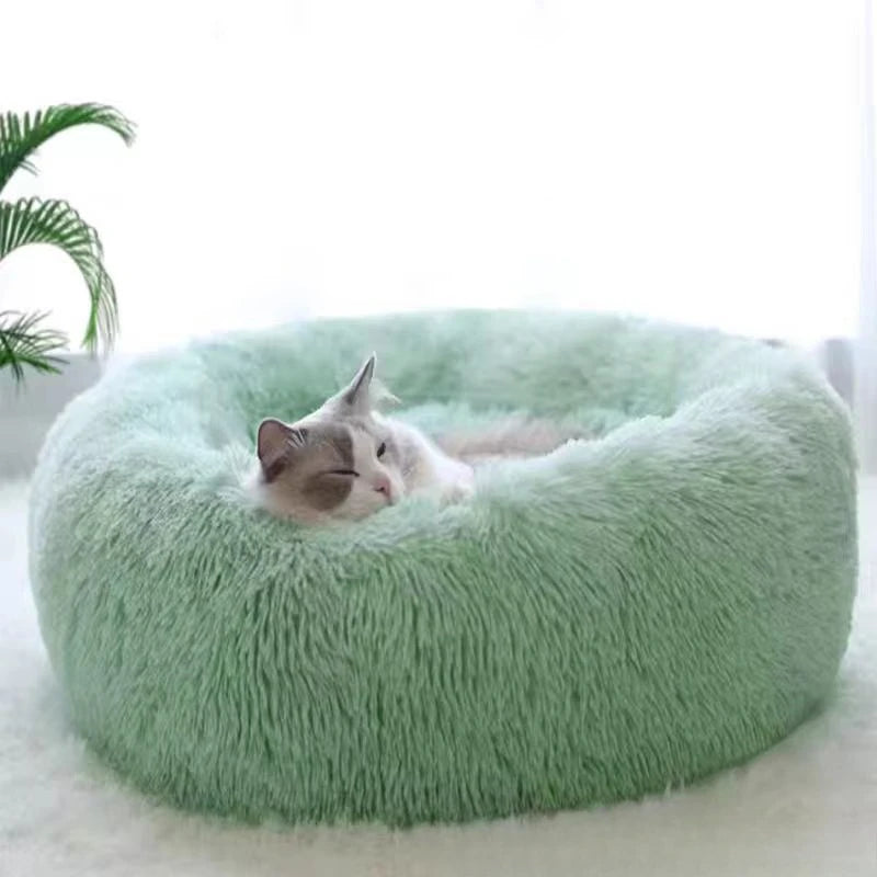 Lit Nid Rond Rayé pour Chien et Chat