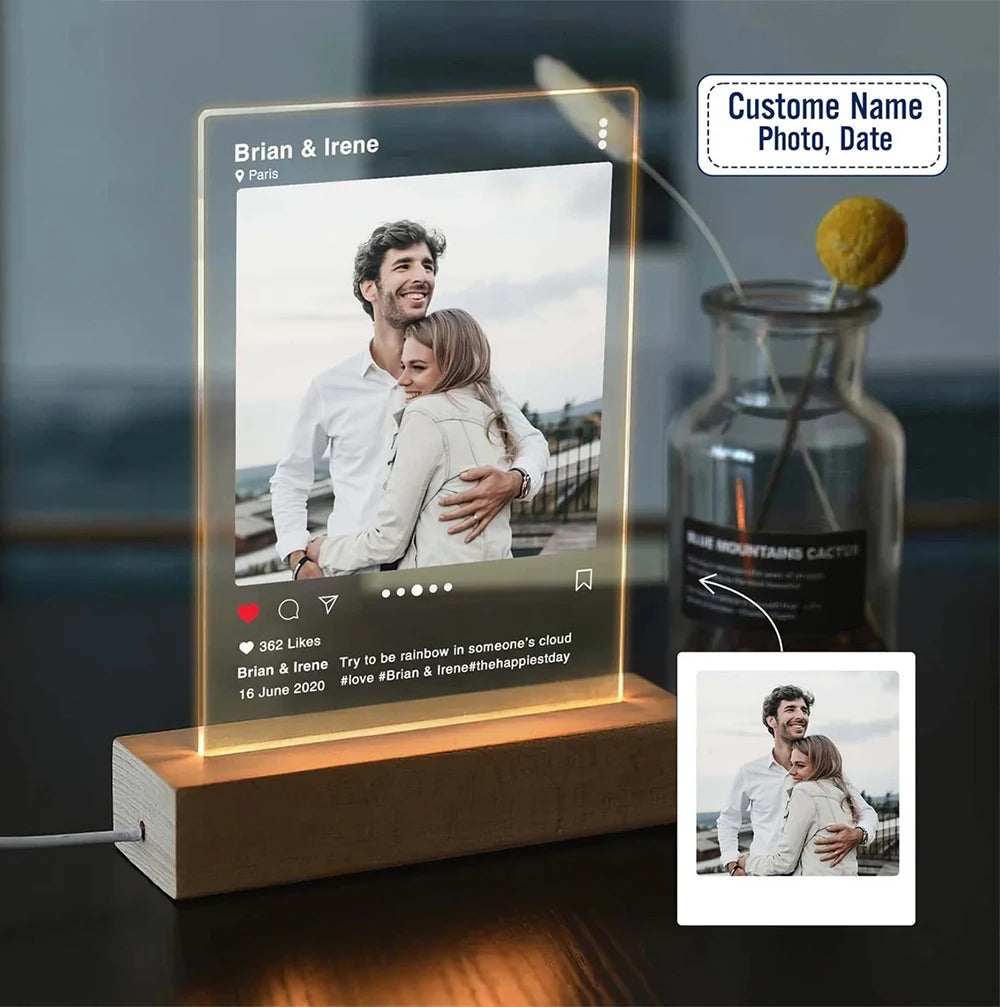 Lampe Photo 3D Personnalisée Style Instagram