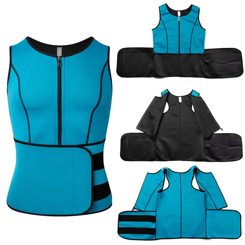Gilet de Sauna Homme à Double Ceinture