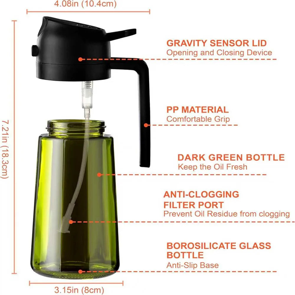 Distributeur et Pulvérisateur d'Huile d'Olive 2-en-1 (470ml)