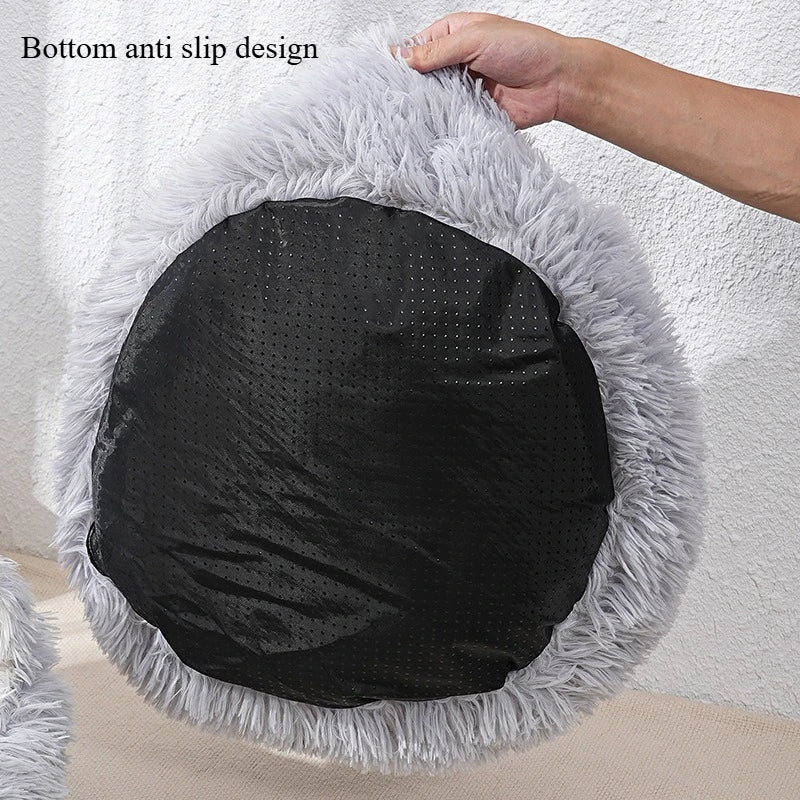 Lit Nid Rond Rayé pour Chien et Chat