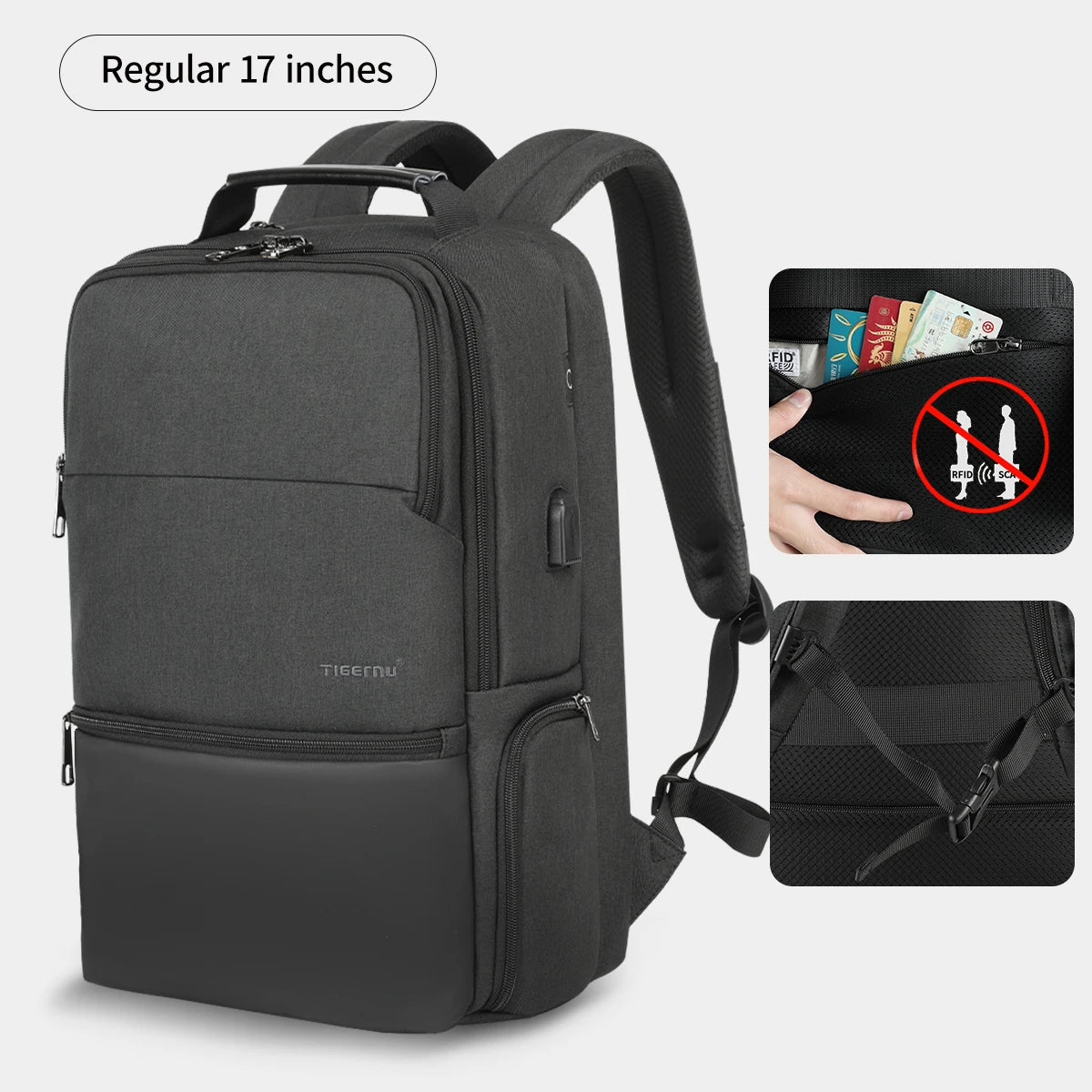 Sac à Dos Tigernu Haute Sécurité – PC 15.6 à 19 Pouces