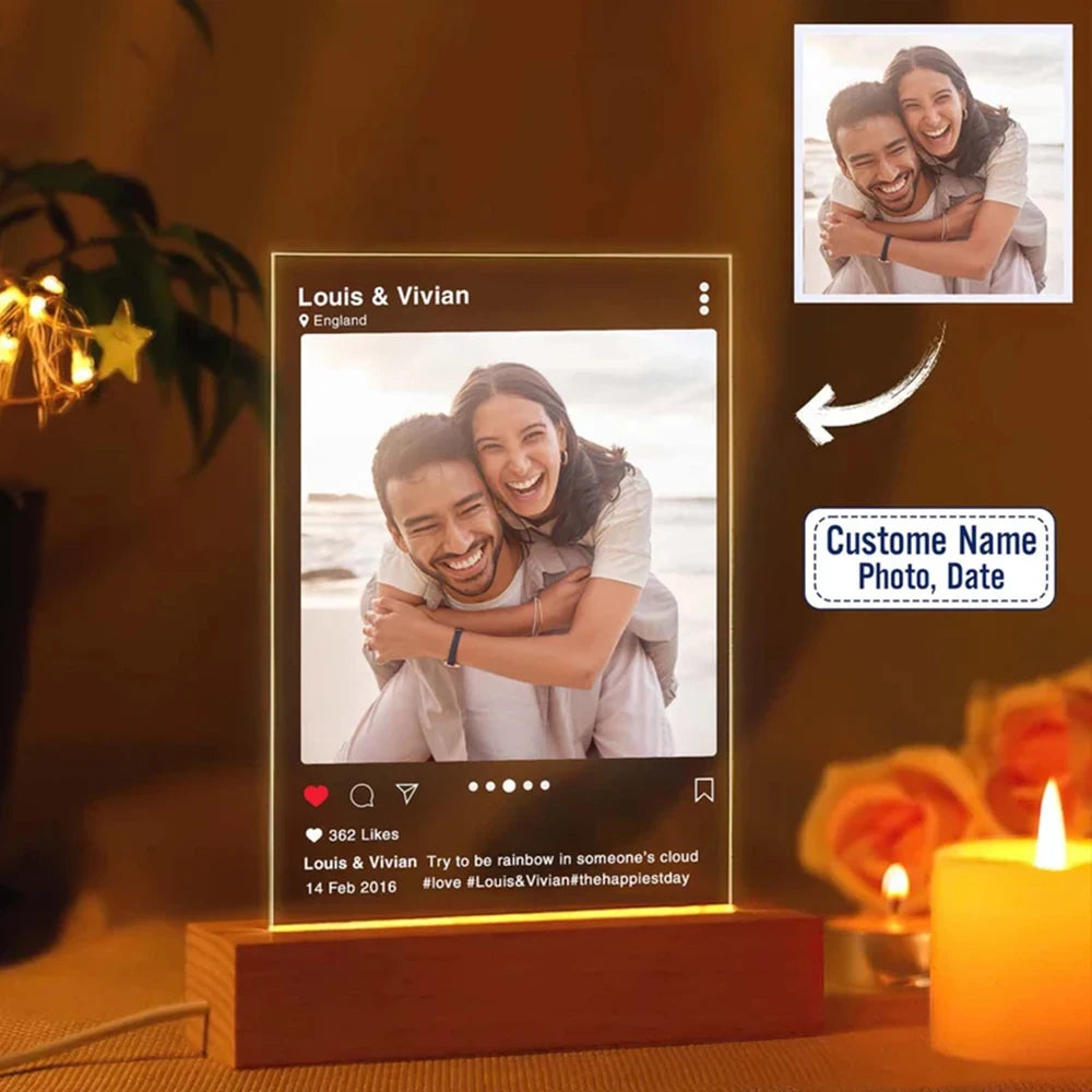 Lampe Photo 3D Personnalisée Style Instagram