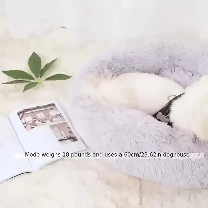 Lit Nid Rond Rayé pour Chien et Chat
