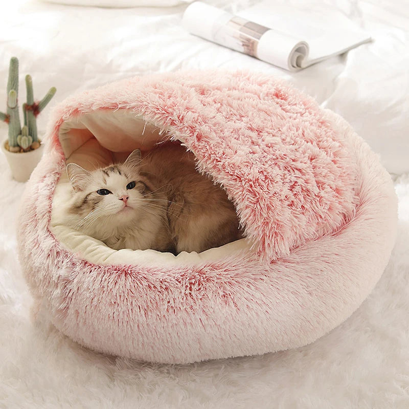 Matelas Rond en Peluche avec Couverture Intégrée