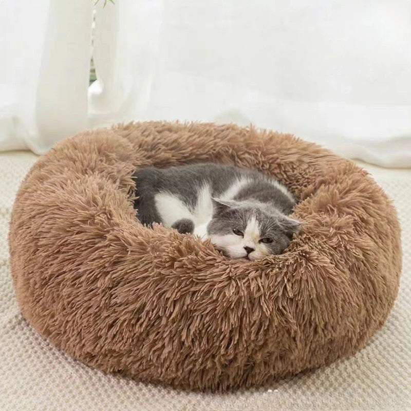 Lit Nid Rond Rayé pour Chien et Chat