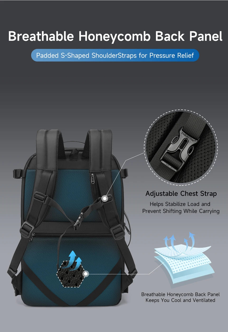 Sac à Dos Tigernu Extensible 17 Pouces