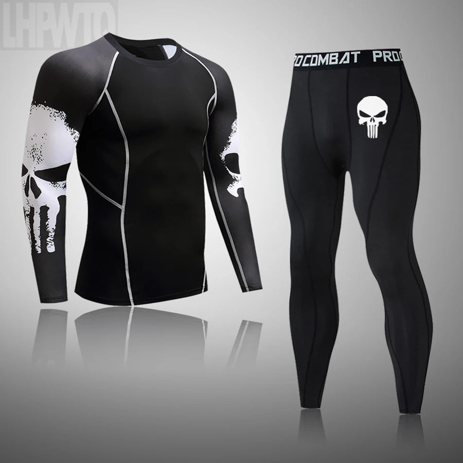 Ensemble de Compression Thermique "Skull" Homme