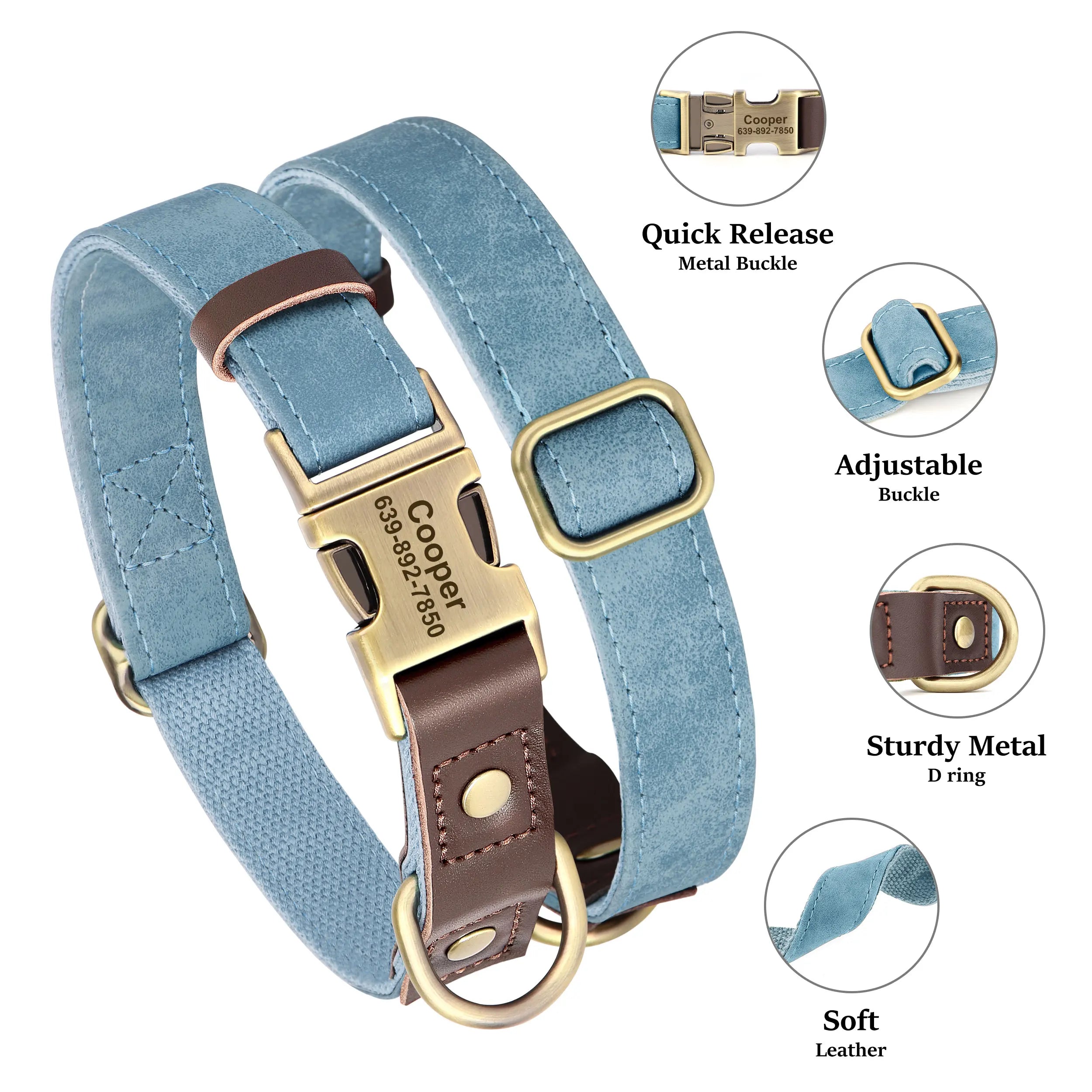 Collier pour Chien Personnalisé en Cuir PU