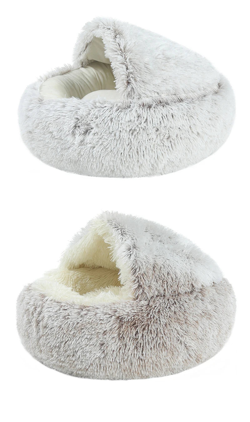 Matelas Rond en Peluche avec Couverture Intégrée